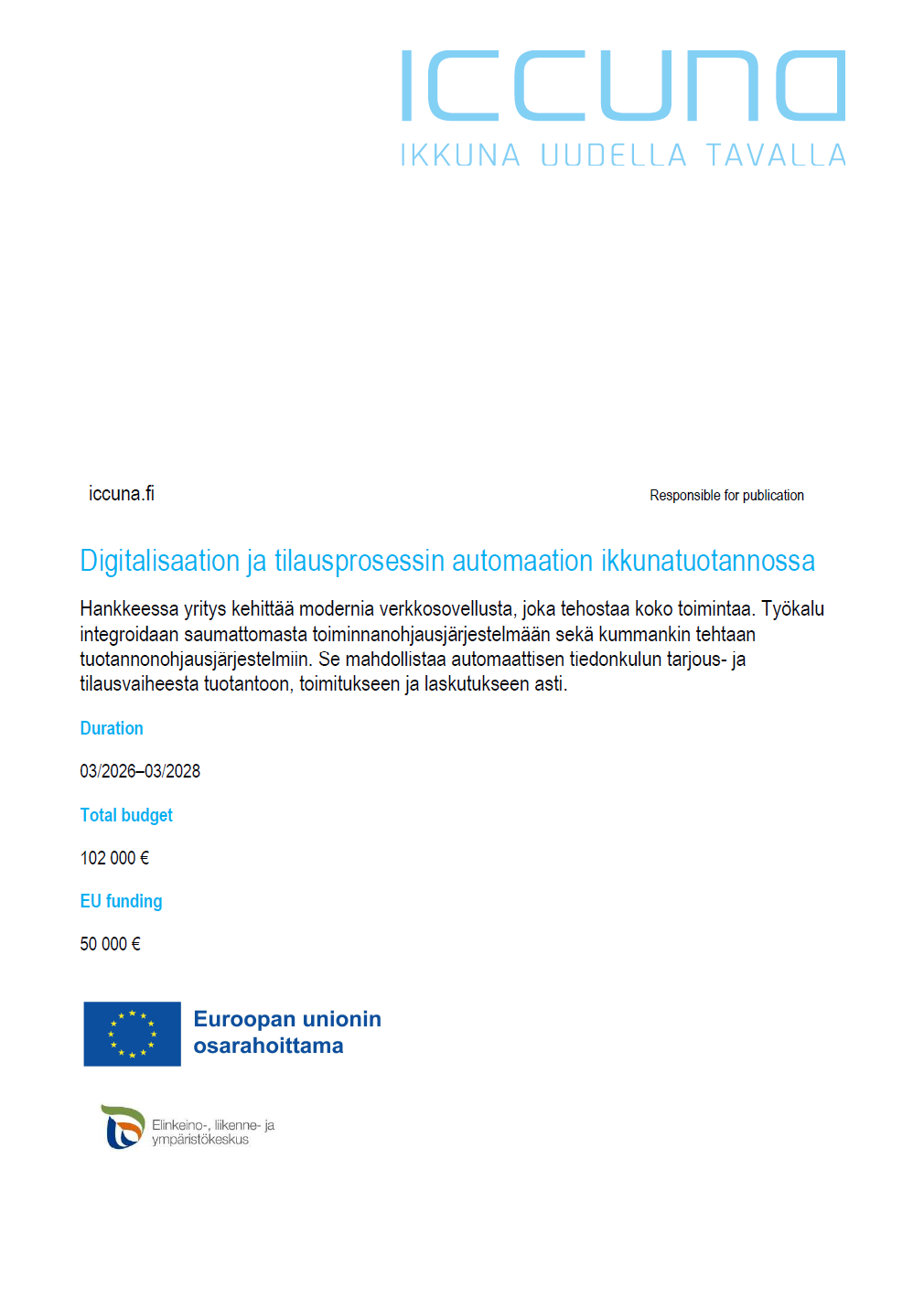 Digitalisaation ja tilausprosessin automaation ikkunatuotannossa -hanke
